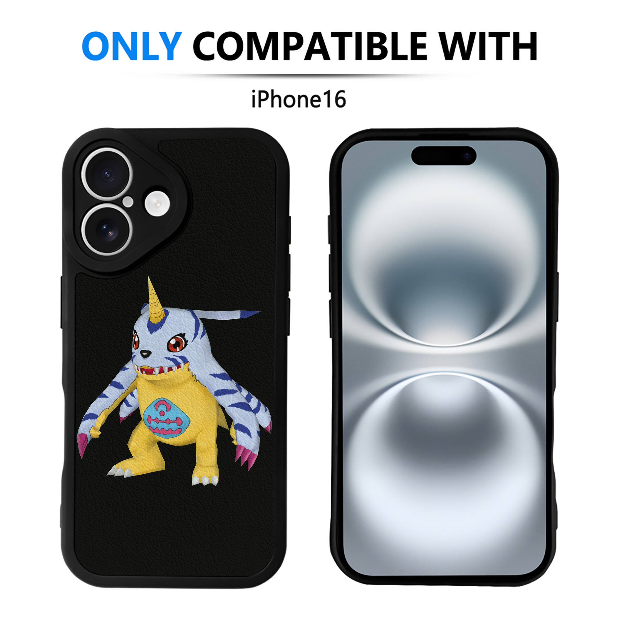 （画像用） Digimon デジタルモンスター/デジモン 【iPhone 16シリーズ対応】シリコンスマホケース（レザー調） 材質：シリコン
